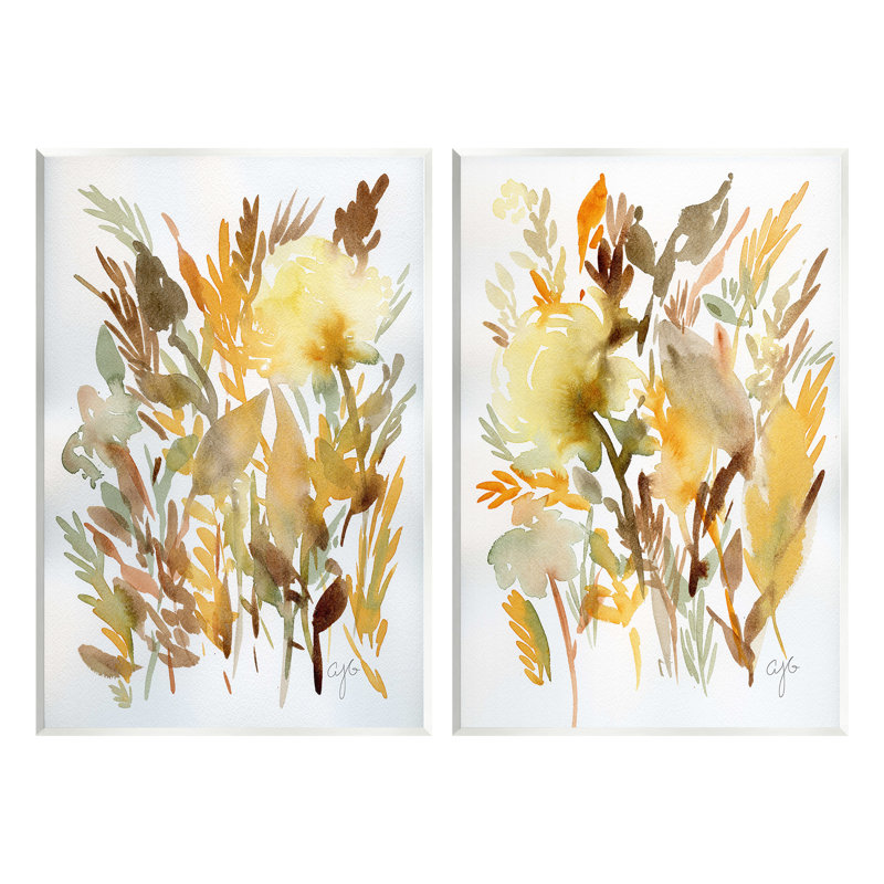 «Country Wheat Abstraction», ensemble de 2 plaques murales par Alexandria Gilbert Kincaid, H 15 po x l 20 po