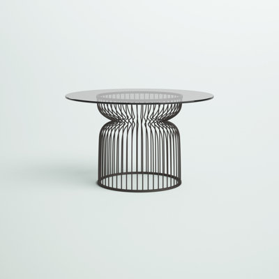 Leonidas Round Glass Top Metal Base Dining Table