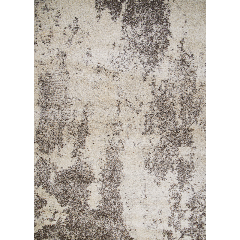 Tapis gris / ivoire à motif abstrait Becton, Rectangle 2 pi x 3 pi 11 po