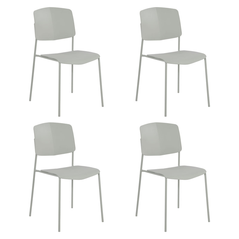 Set of Four Black Aspen Academy Kitchen Side Chairs, Stackable Design, Plastic, Light Grey