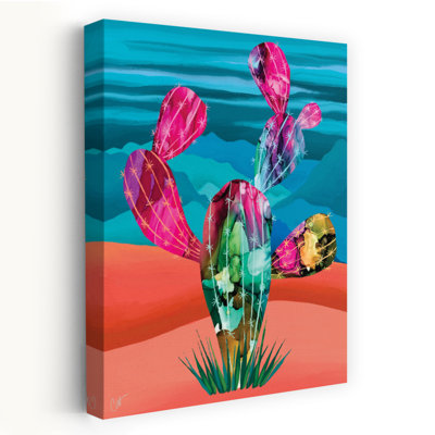 Crazy Cactus - Contemporary  Tropical Bright Cactus Prickly Pear Vivid Colors Art