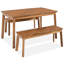 Ensemble de salle à manger 3 pièces pour table d'extérieur en bois d'acacia avec 2 bancs