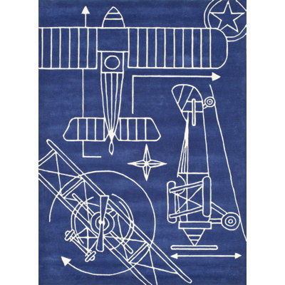 Tapis bleu marine touffeté à la main Taron