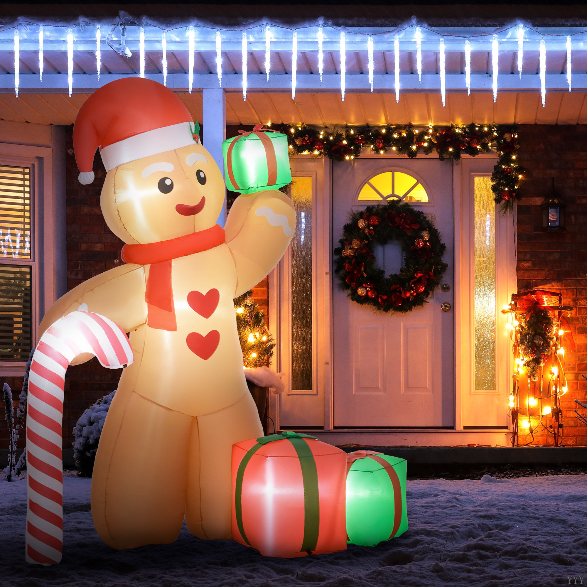 Ophelia & Co. Outsunny 8FT Christmas Inflatable Gingerbread Man, Giant ...