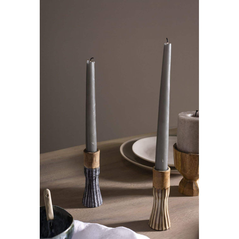 Bougeoir de table en céramique 4,5 po Whitehaven, Gris