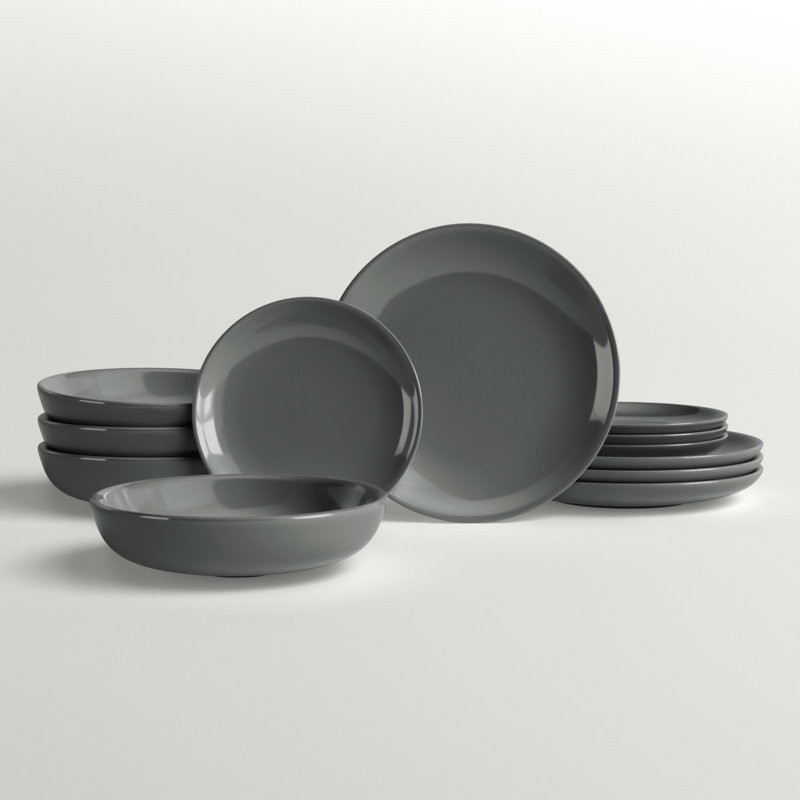 Service de table en grès Wayfair Basics® Keswick - Service pour 4, Gris