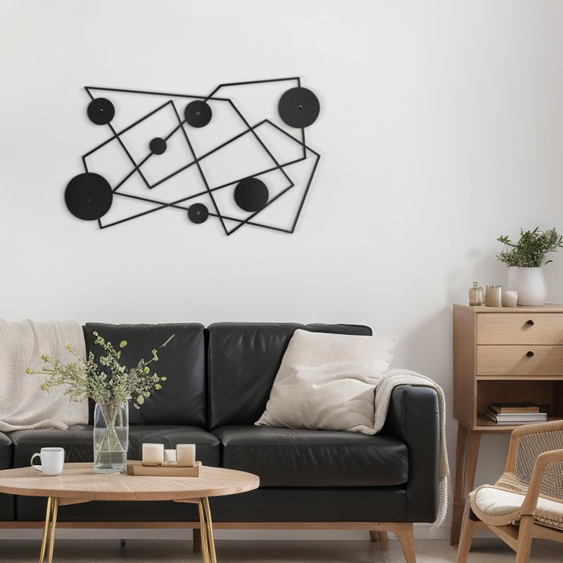 Décoration murale en métal, H 15 po x l 30 po x P 0,05 po, Noir