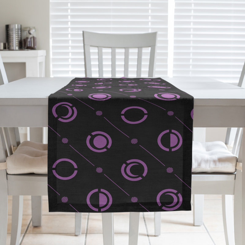 Classic Moon Phases Table Runner, 16" x 72", Violet/Black