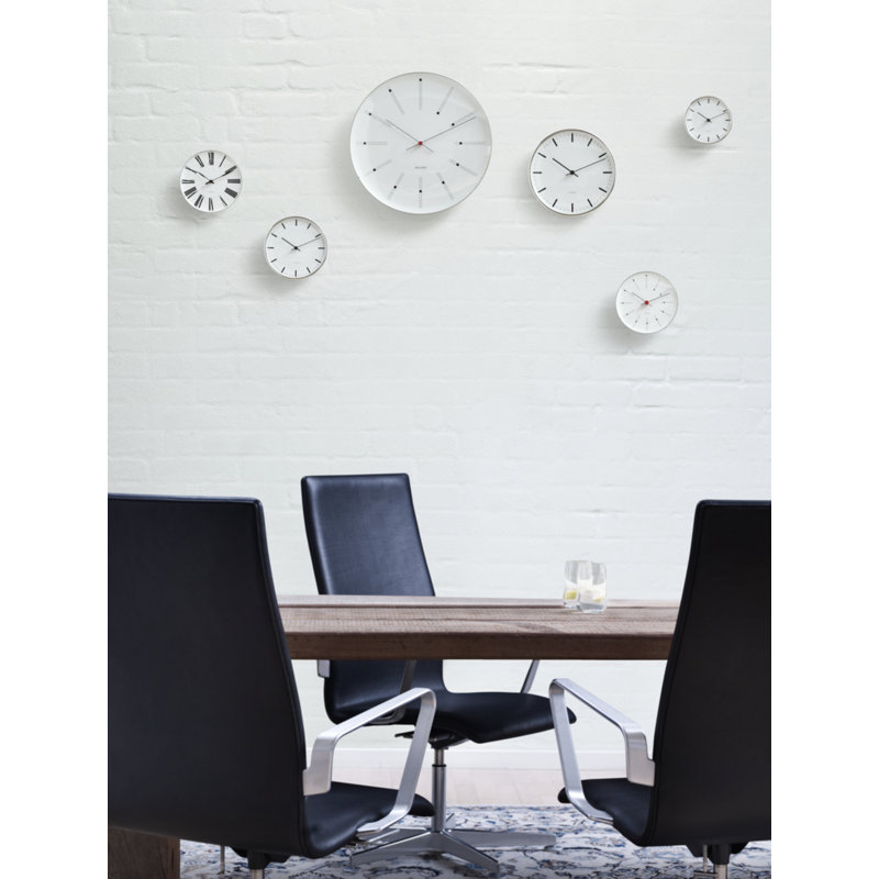 Bankers Metal Wall Clock, White/Black/Red, Extra Large