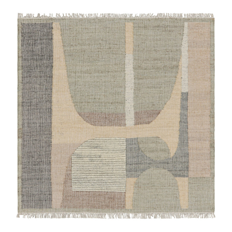Kilim & Flat Weave Wool Geometric Area Rug, Rectangle 6' x 9'
