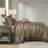 Luxurious Reversible Jacquard Bedding Set, Microfiber Brown Gold Queen