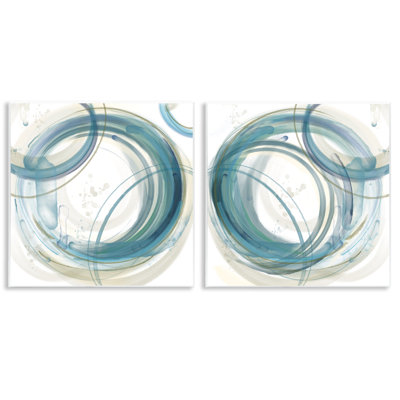 Teal Circular Rings 2 Piece Wall Plaque Art Set, design by Nan
