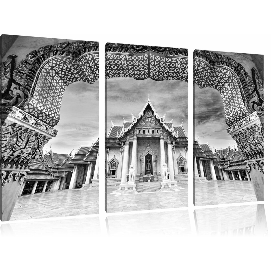 3-tlg. Leinwandbilder-Set „Marmortempel von Bangkok“, Fotodruck