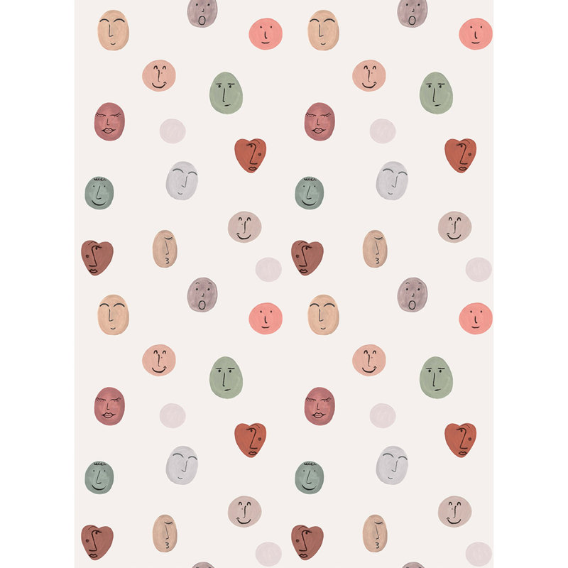 Day Dreamers Collection Multi-Colored Smiley Faces 78.7-Inches Wide x 9.3-Feet High 4-Panel Wall Mural