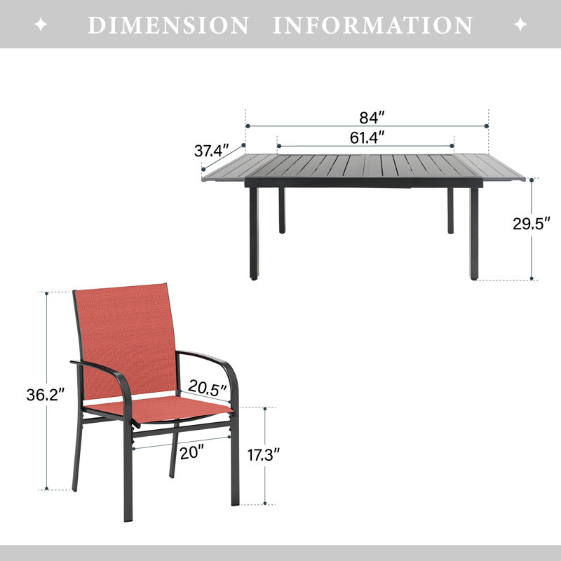 Argyri 6 - Person Patio Dining Set with Extendable Rectangular Table