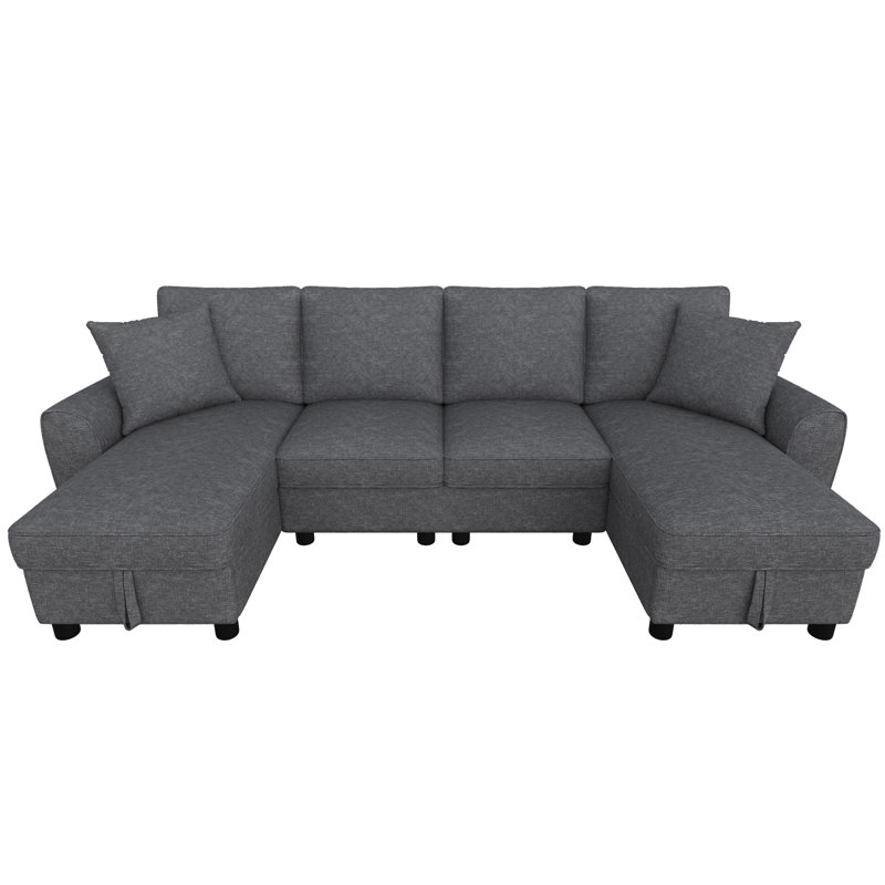 5 Seater Chenille Sofa & Chaise, Grey
