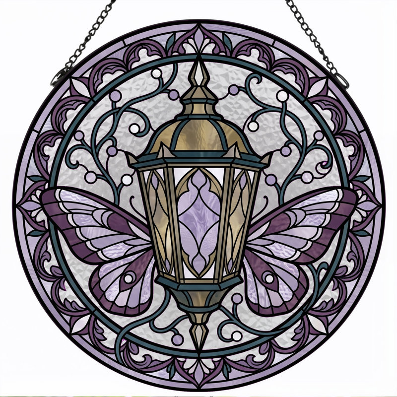 Panneau de vitrail en verre coloré, 7,8 heures, 7.8"H