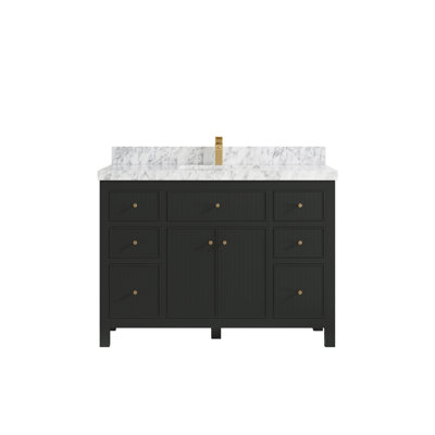 Sonoma 48 In. W X 22 In. D Single Sink Bathroom Vanity In Blacktop With 2 In. Carrara Marble