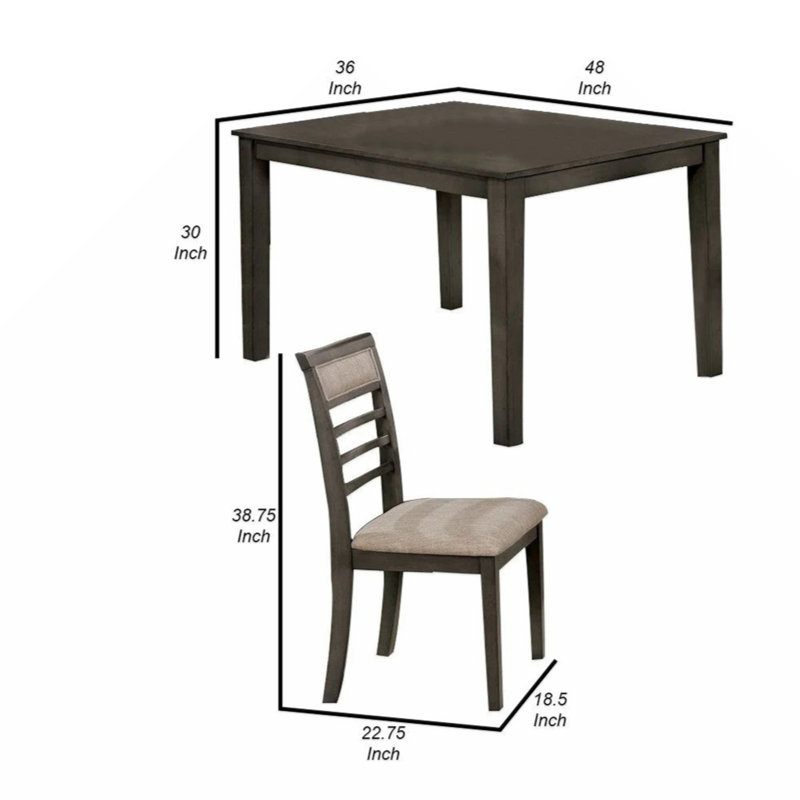 Ensemble de table de salle à manger 5 pièces Bentyn Gris patiné Chaises et table de salle à manger