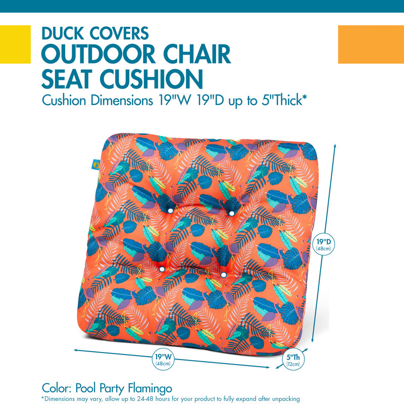 Outdoor 5'' Dining Chair Seat Cushion, Teal Orange Geo