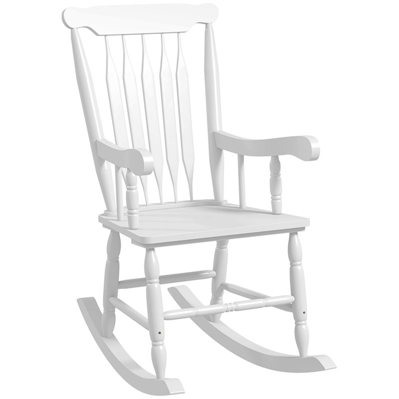Chaise berçante en bois massif Tamicka, Blanc