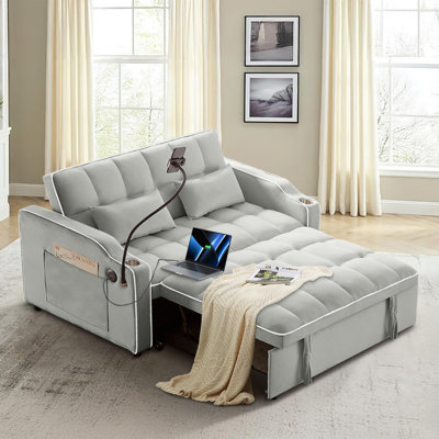 Canapé futon convertible 3-en-1 en velours