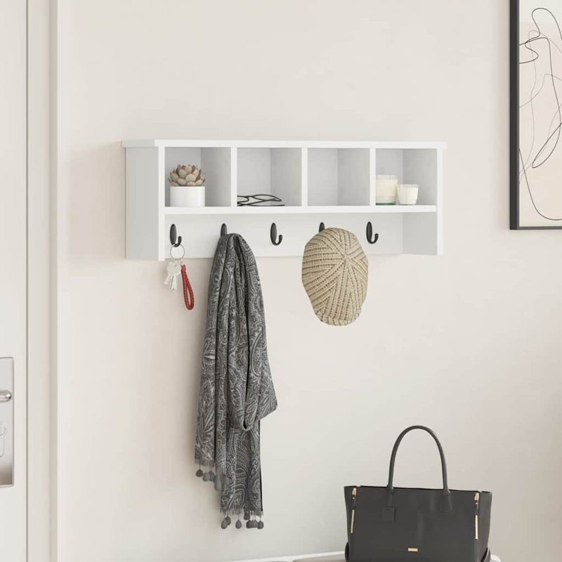 Wall-Mounted Coat Rack With Shelf 75 X 16 X 26 Cm, White