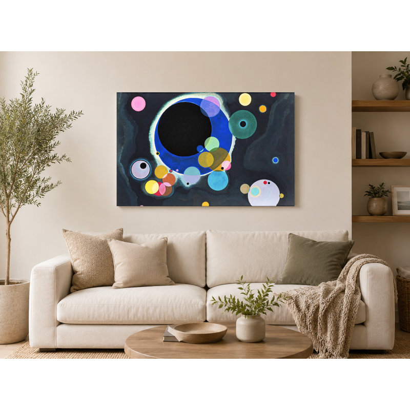 Plusieurs cercles (1926) - Paysage, art mural sur toile, 36" W x 24" H
