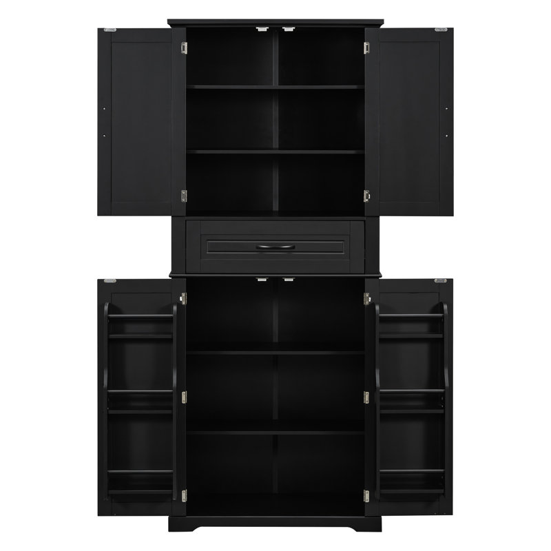 Bathroom Storage Cabinet with Multi-Functional Storage Space, Drawer with Slide Rails, Adjustable Shelf, Black, Black
