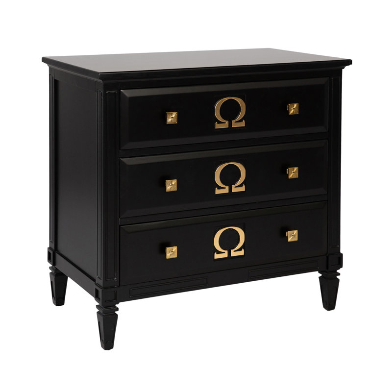 Omega Solid Wood 3 - Drawer Accent Chest, Tricorn Black