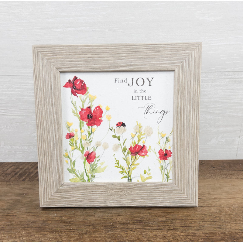 «Find Joy In The Little Things», coccinelle encadrée sur papier, Beige