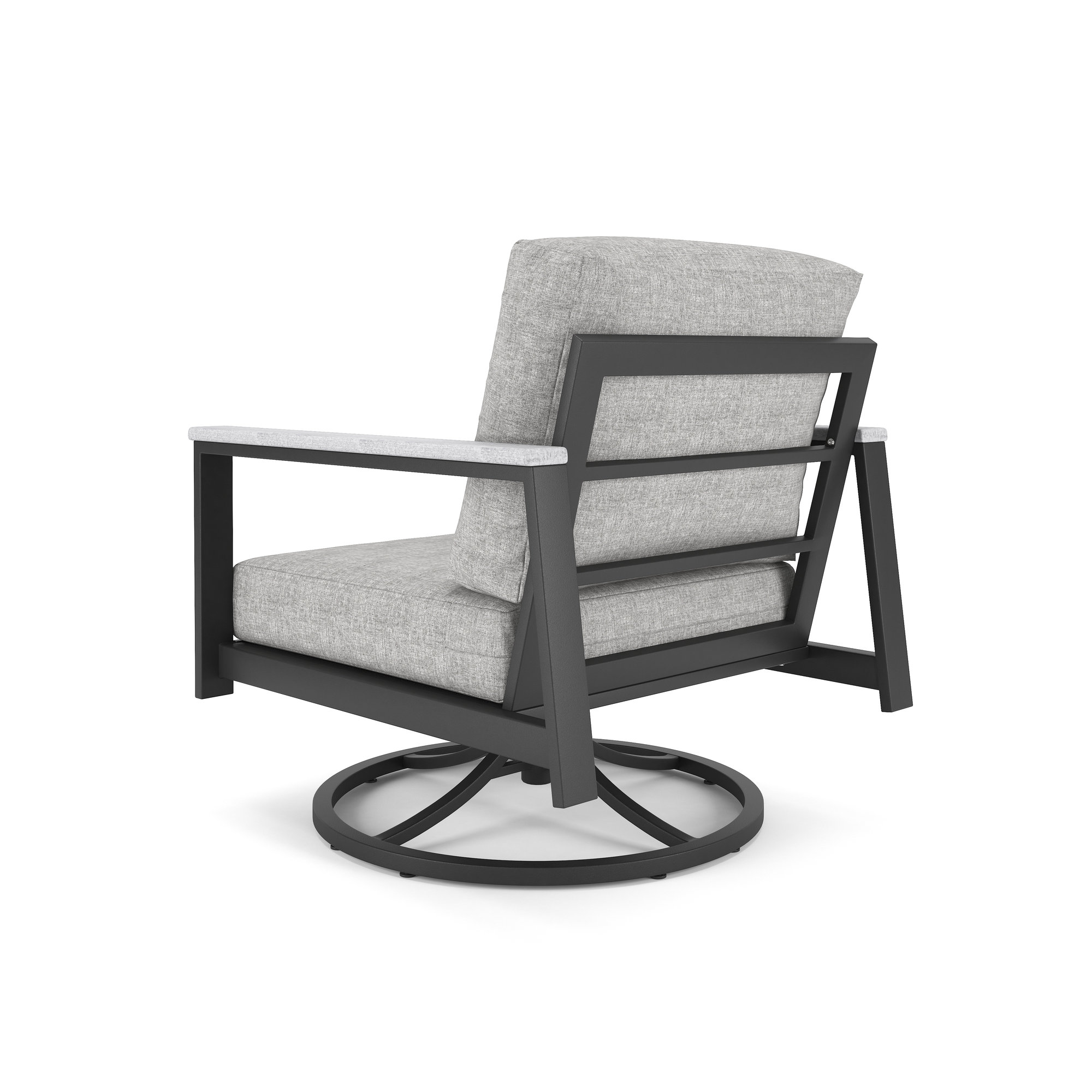 Townsend Outdoor Townsend Swivel Rocking Metal Chair with Sunbrella® Cushions, Canvas Granite Sunbrella® Canvas