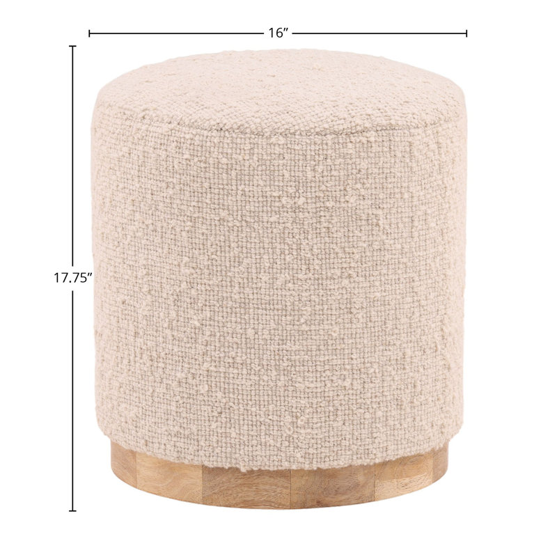 Gema Handwoven Wool Blend Stool, Ivory