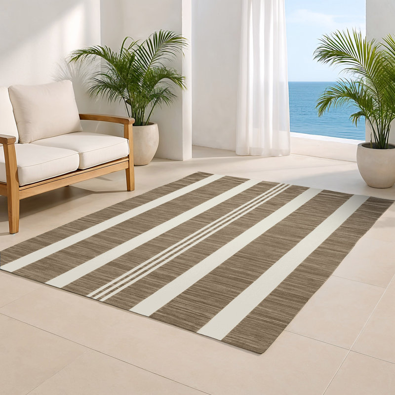 Tapis intérieur / extérieur gris HorizontalStripes, Rectangulaire 2 pi x 3 pi