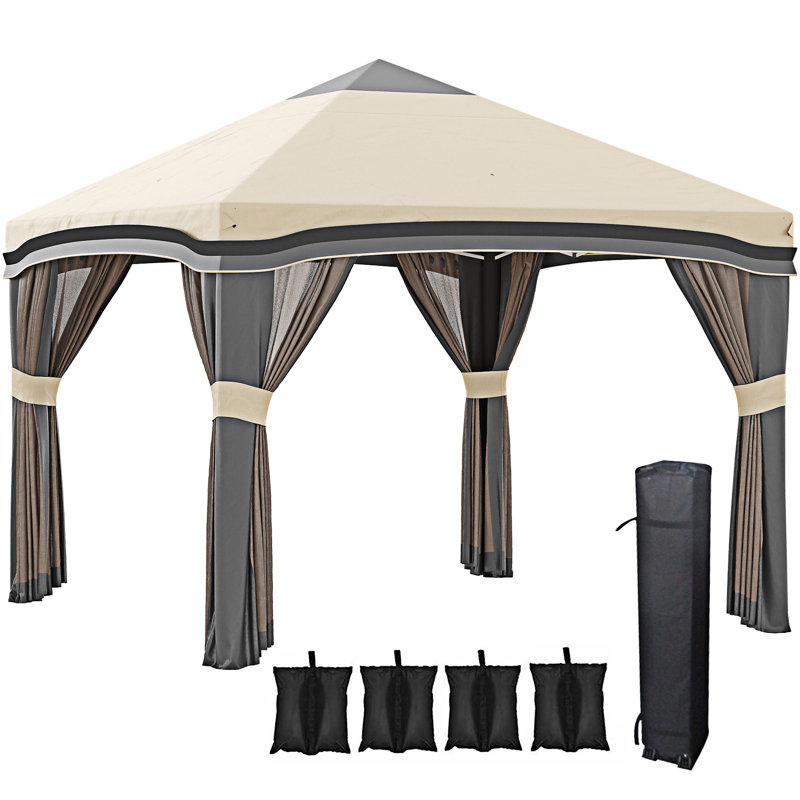 Auvent avec filet Outsunny, Beige