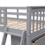Lit superposé en bois gris avec six tiroirs, des architectures de tablettes modifiables et des tiroirs simples-654590511