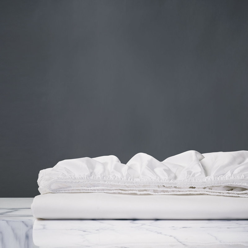 Izaro Egyptian Cotton Sateen Fitted Sheet, Twin Fitted Sheet, White