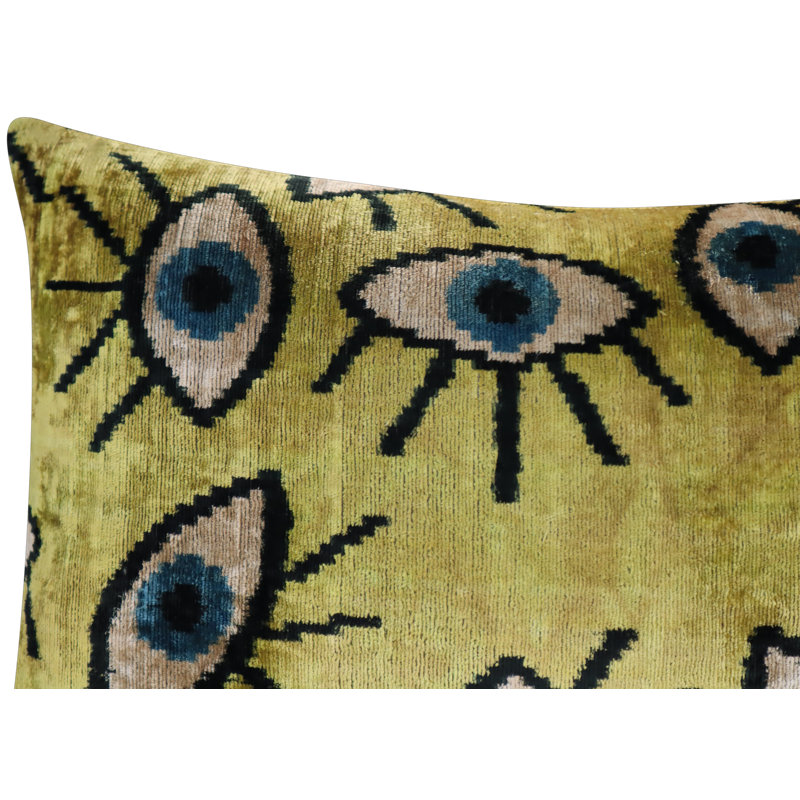 Coussin décoratif géométrique, 16 po x 24 po, Rectangulaire, Or / Bleu