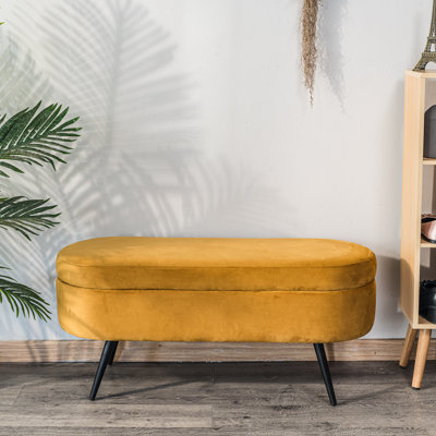 Banc en velours jaune moutarde Lawanda