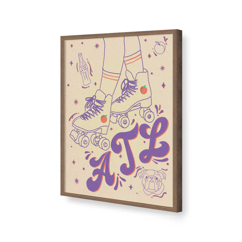 ATL Rollerskate Illustration by Deny Designs Art Print, Brown, 24 x 18, Framed Print