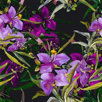 Papier peint floral mauve