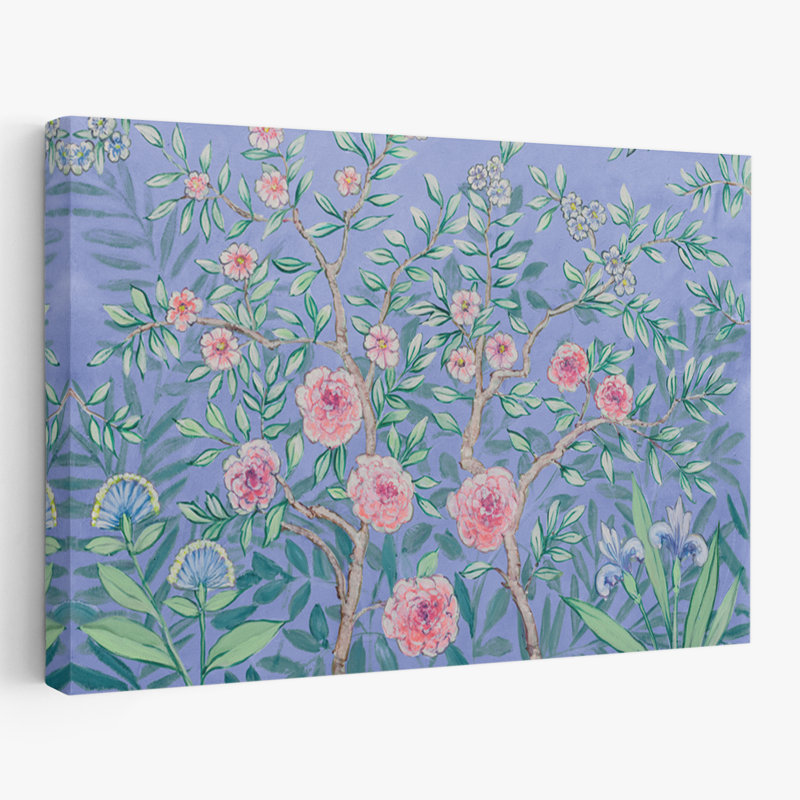 Art floral mauve en fleurs et branches, H 16 po x l 24 po