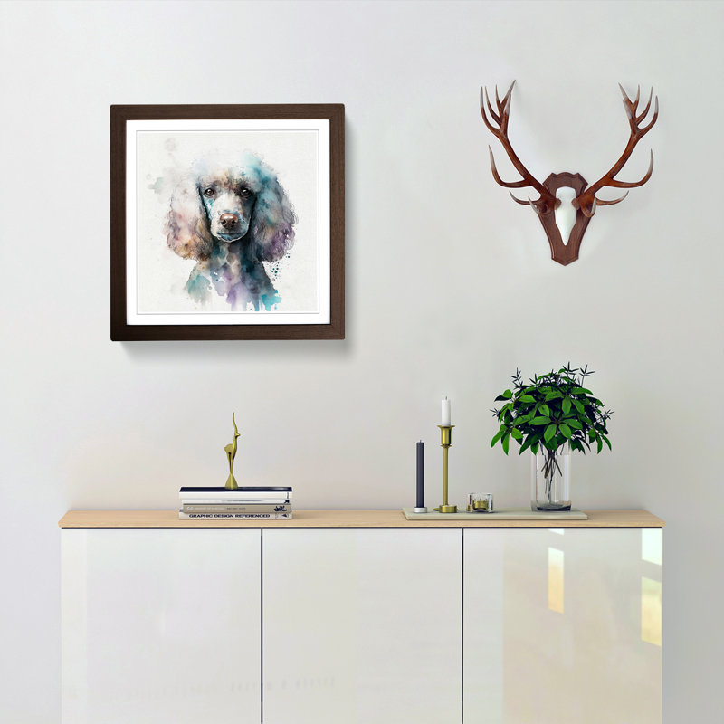 Poodle Watercolour - Framed Print, Walnut