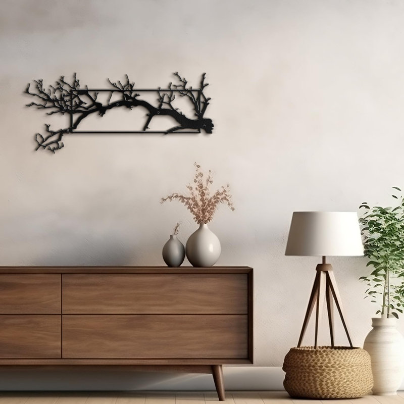Décoration murale abstraite branche d'arbre silhouette moderne abstrait décoration murale décoration murale suspendue, Noir