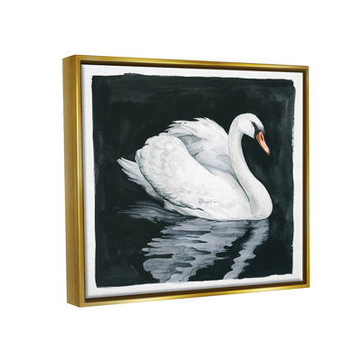 «Elegant Swan Reflection» par Grace Popp - peinture sur toile à cadre flottant