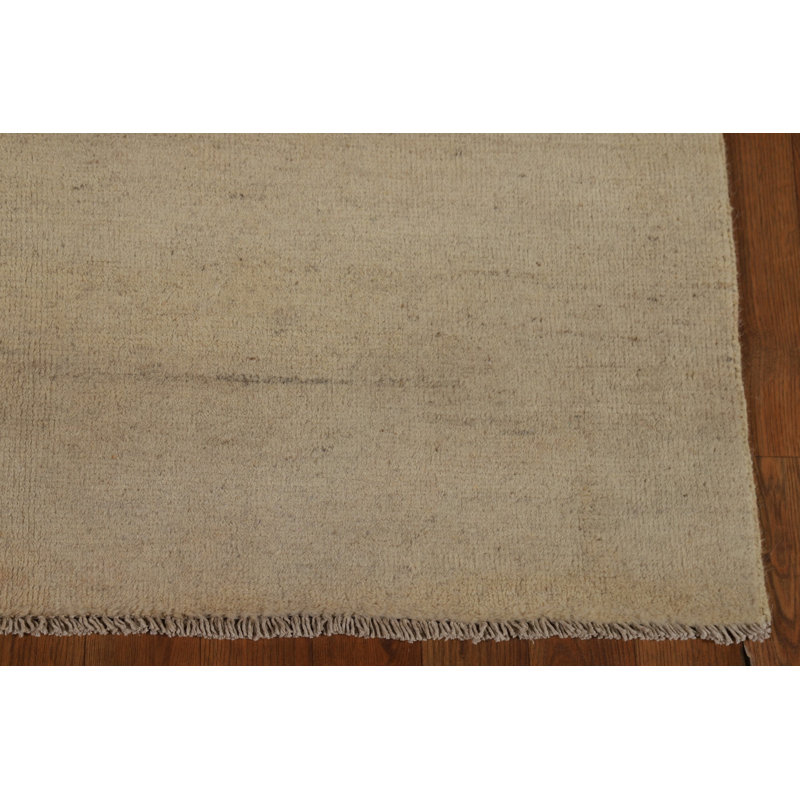 Solid Beige Gabbeh Modern Accent Rug 4x6