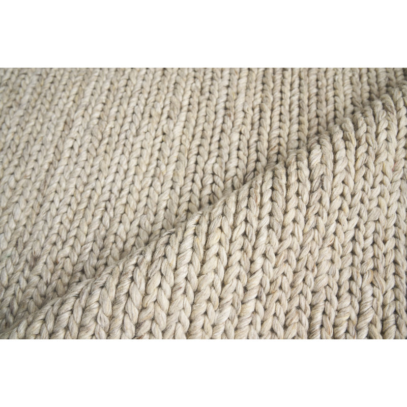 Lauryn Handmade Hand-Loomed Beige Area Rug, Rectangle 5' x 8'