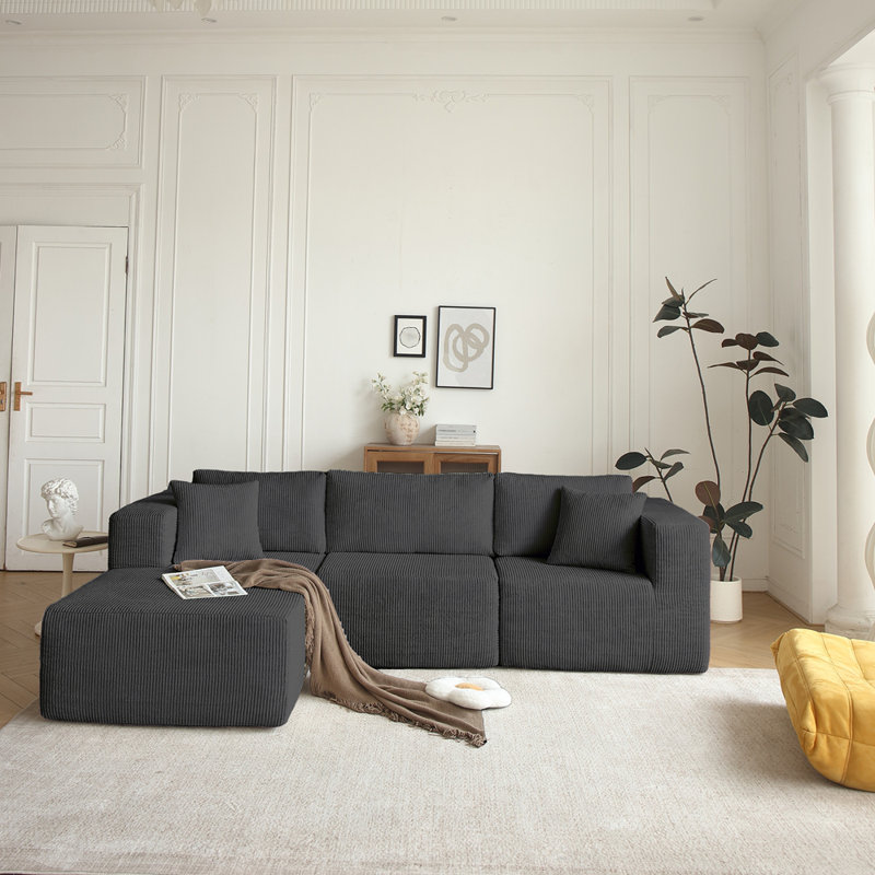 Canapé modulaire et canapé modulaire en L de style Mid-Century à 3 places pour le salon à gauche, Gris