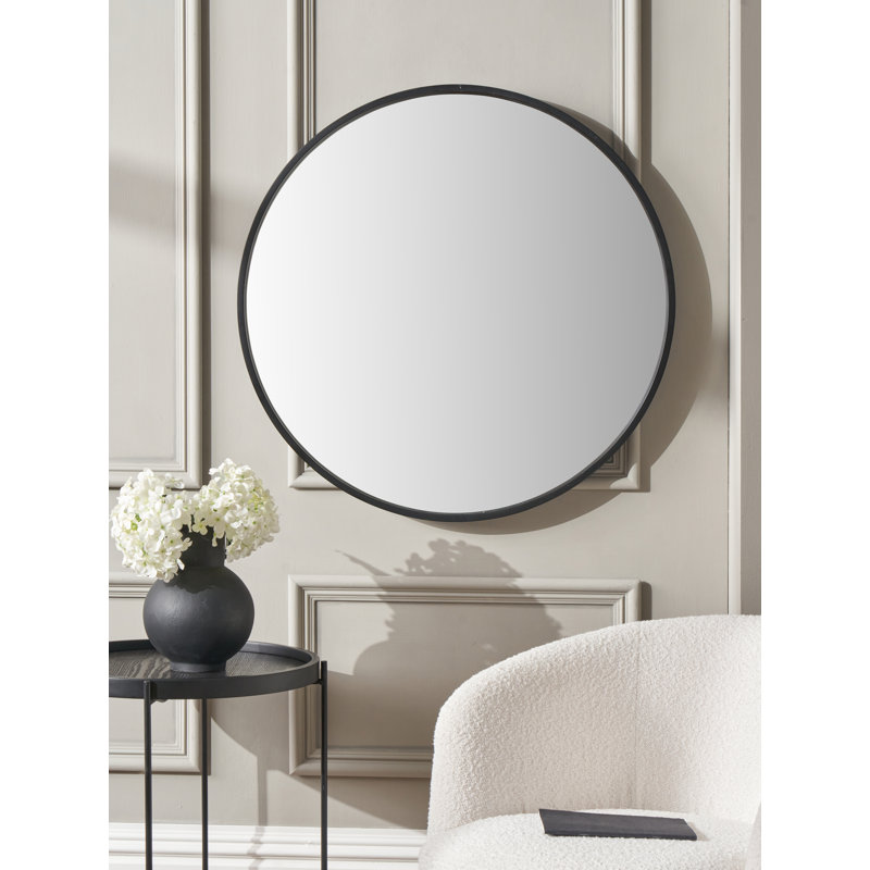 Solid Wood Round Wall Mirror