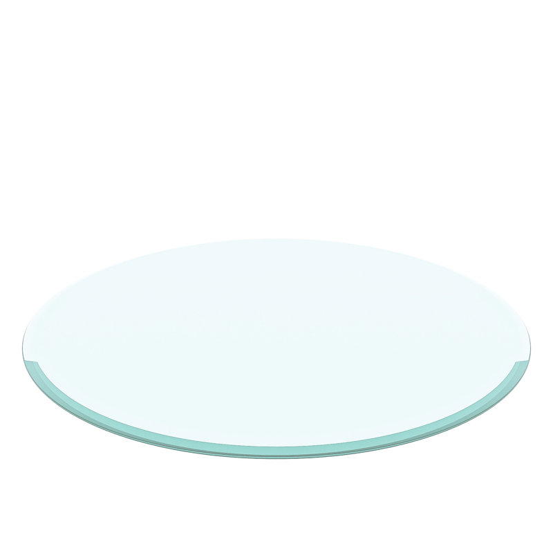 Plateau de table en verre trempé de 2/5 po d'épaisseur, rond de 38,6 po, biseauté et poli, résistant à la chaleur, aux chocs et au nettoyage en douceur, pour diverses tables, avec bord, entrée